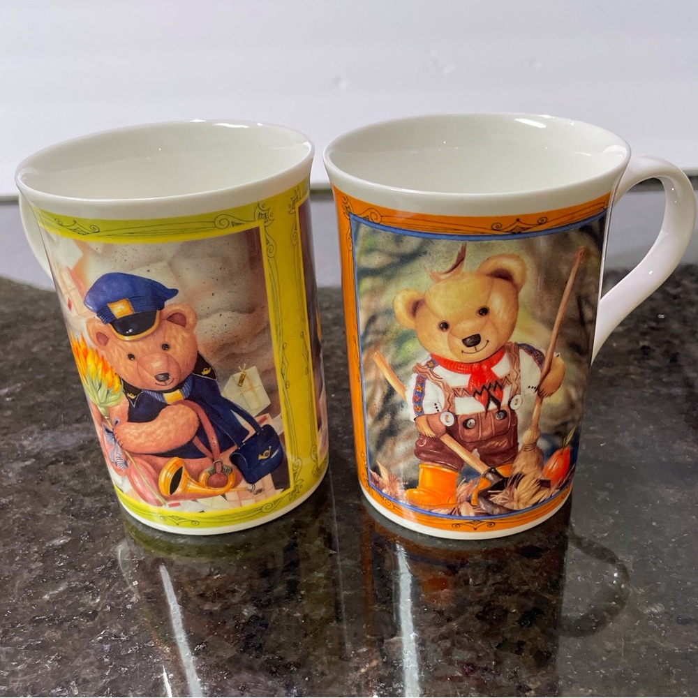 Vintage Crown Trent Bone China , Bears Cup Mug Set of 2